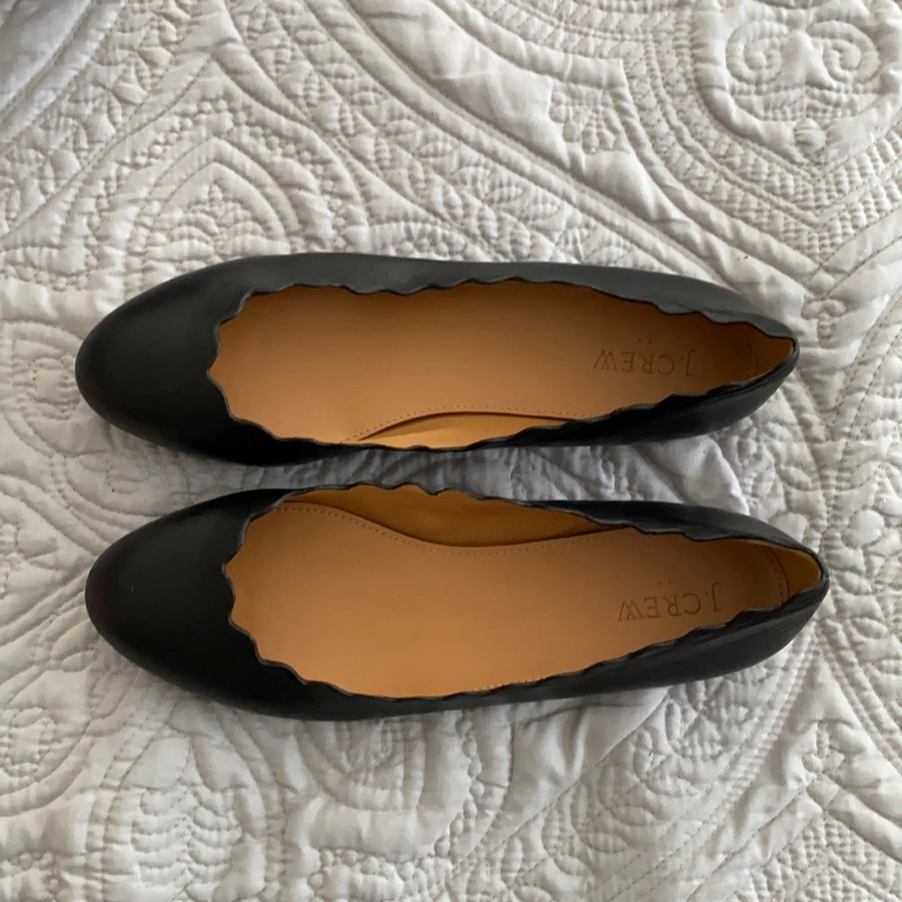 J crew leather scalloped flats size 9,5